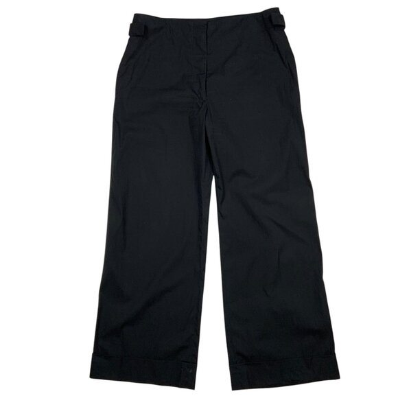Jil Sander Wide Leg Pant 34 US/2 Black Cuffed Adjustable Sides Cropped High Rise - Picture 1 of 12
